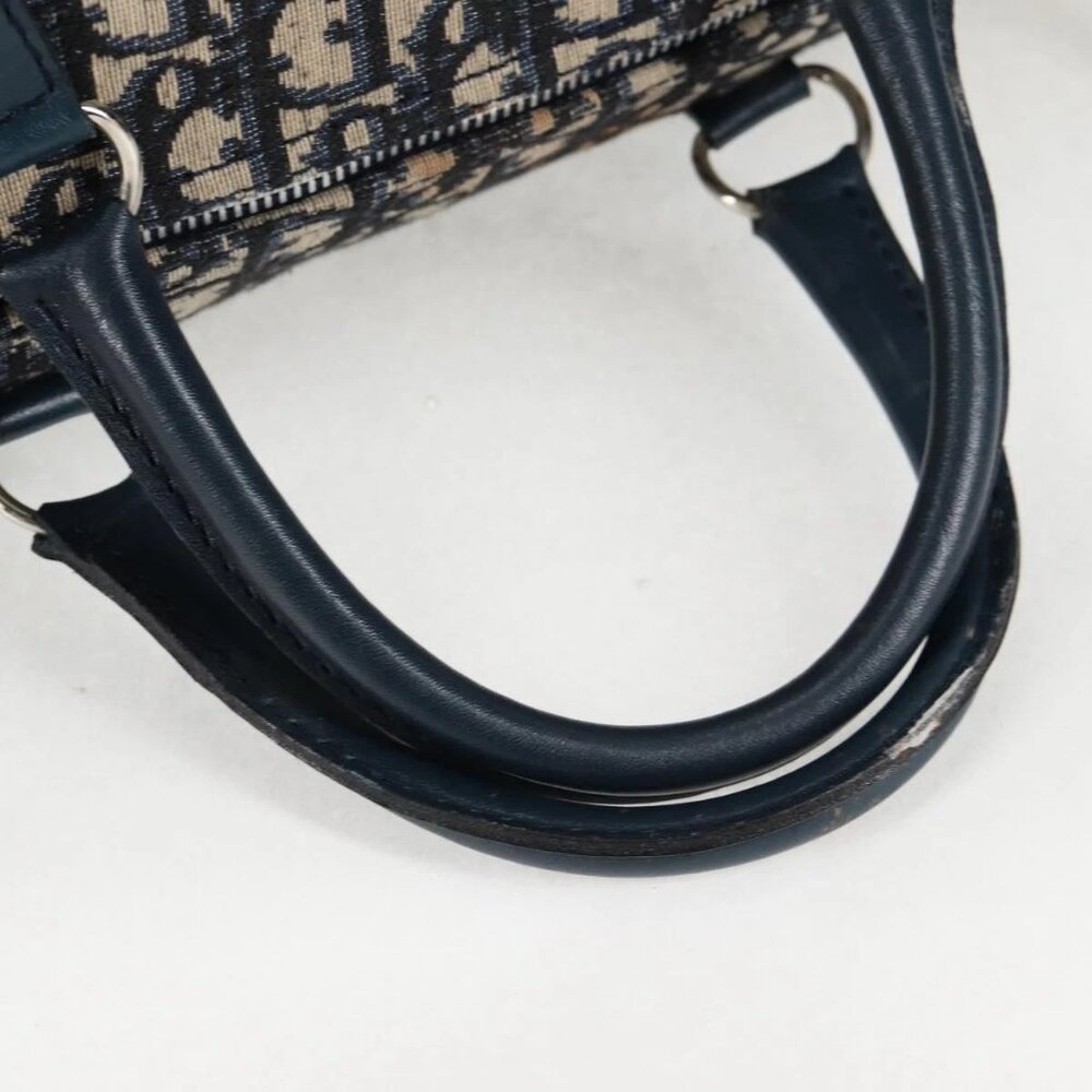 Christian Dior Trotter Canvas Boston Bag Navy Silver Auth 129623 - Picture 8 of 16